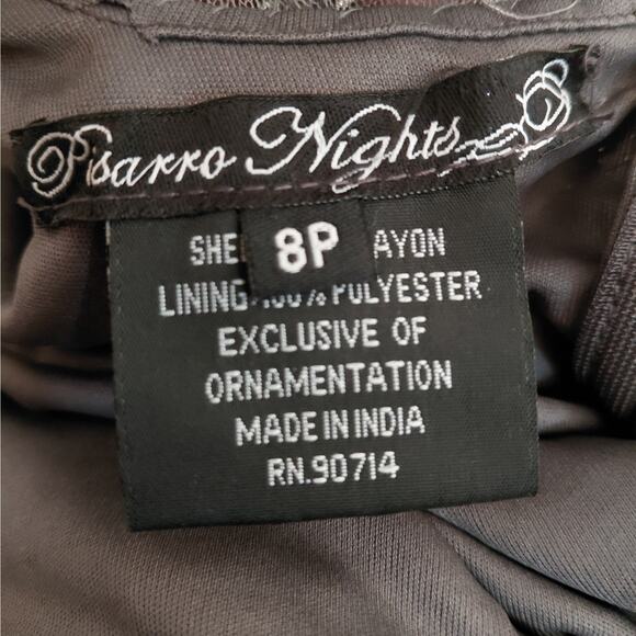 Pisarro Nights Illusion Beaded Mother of Bride Dress Women 8P Gray Wedding Party - Picture 10 of 13